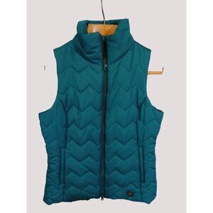 Noble Outfitters Calgary Teal Chevron Quilted Puffer Vest Size M High Collar Log